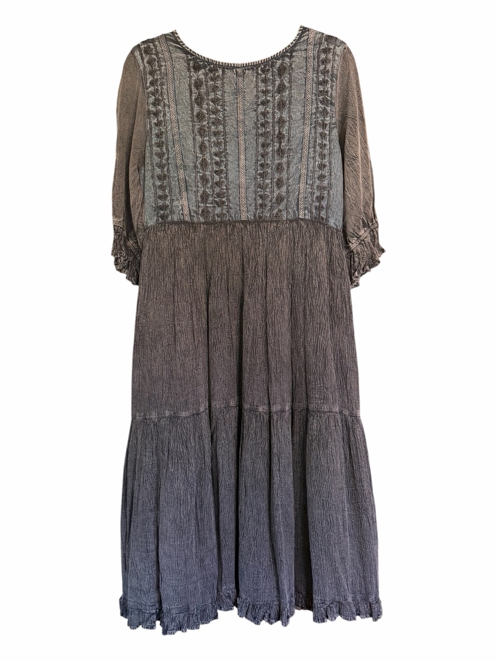 Young Threads Women's Mineral Wash Black  Boho Midi Dress Size Large